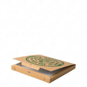 Caja pizza cartón FSC natural kraft decorada 30x30x3,5cm